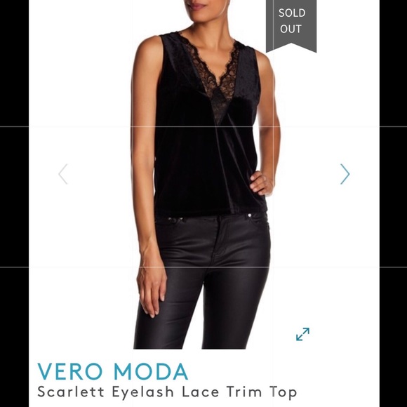 Vero Moda top black velvet tank - Picture 2 of 6